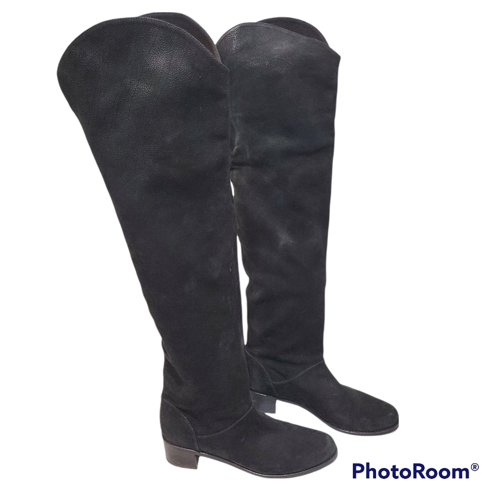 Stuart Weitzman Dunkirk Leather Over The Knee Black Boots Size 7
